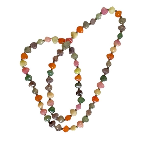 Multi-Colored Shiny Faux Stone (Plastic-like) Necklace - Picture 4 of 12